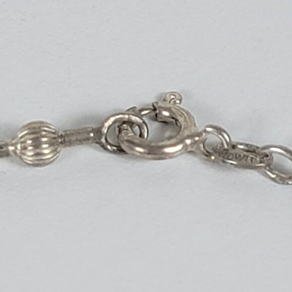 Vintage Sterling Silver 925 Ball/Bar Chain Bracelet 9 In Spring Ring Clasp - Picture 5 of 7